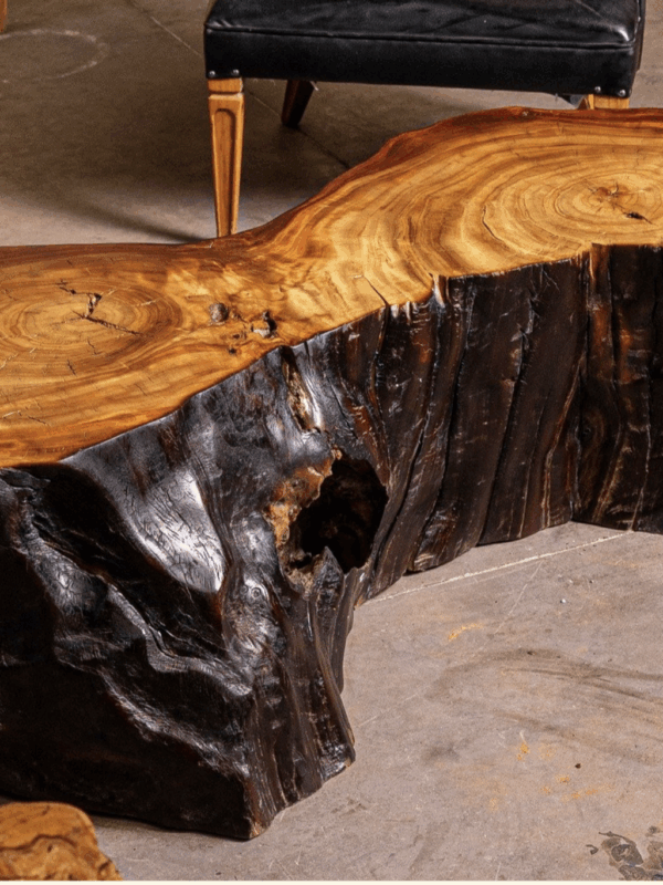 mesa de tronco de nogal