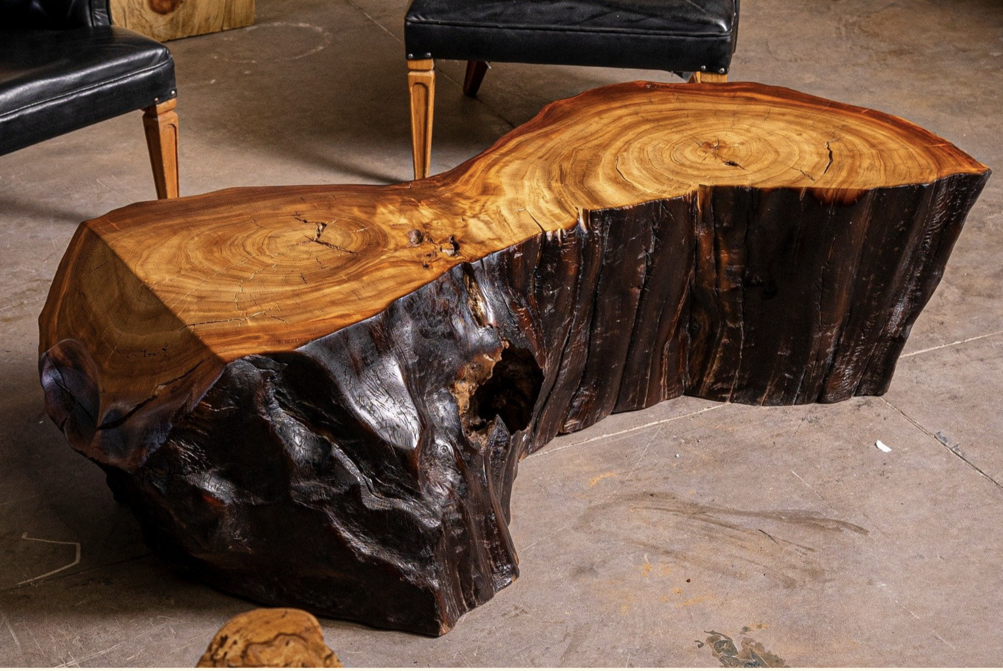 mesa de tronco de nogal